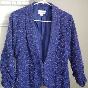 Erin London crop style boucle jacket. Blue size M